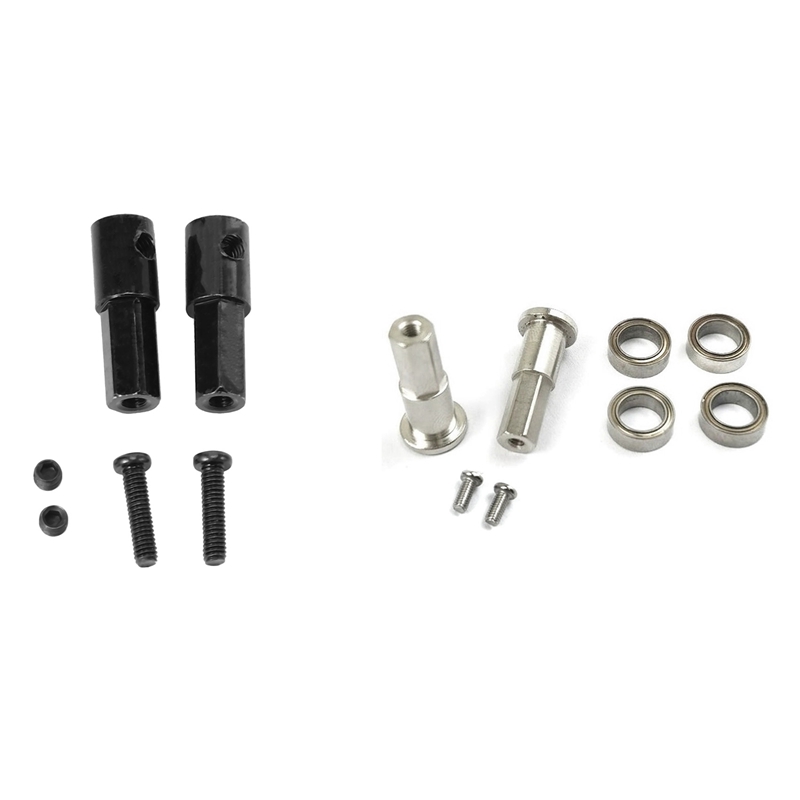 5Mm Combiner Wheel Hub Hex Adapter with 2Pcs Metal Rear Axle Shaft Adapter for D12 C14 C24 B36 MN D90 D91 RC Car