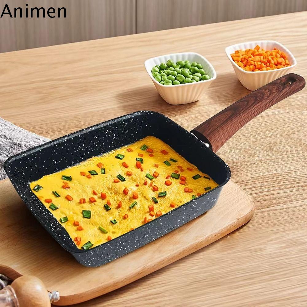 ANIMEN Không dính Chảo Rán Trứng Phong cách Nhật Bản Hình vuông Chảo trứng chiên tamagoyaki Bếp ga thông dụng Dày Chảo rán hình chữ nhật Cho bánh kếp trứng