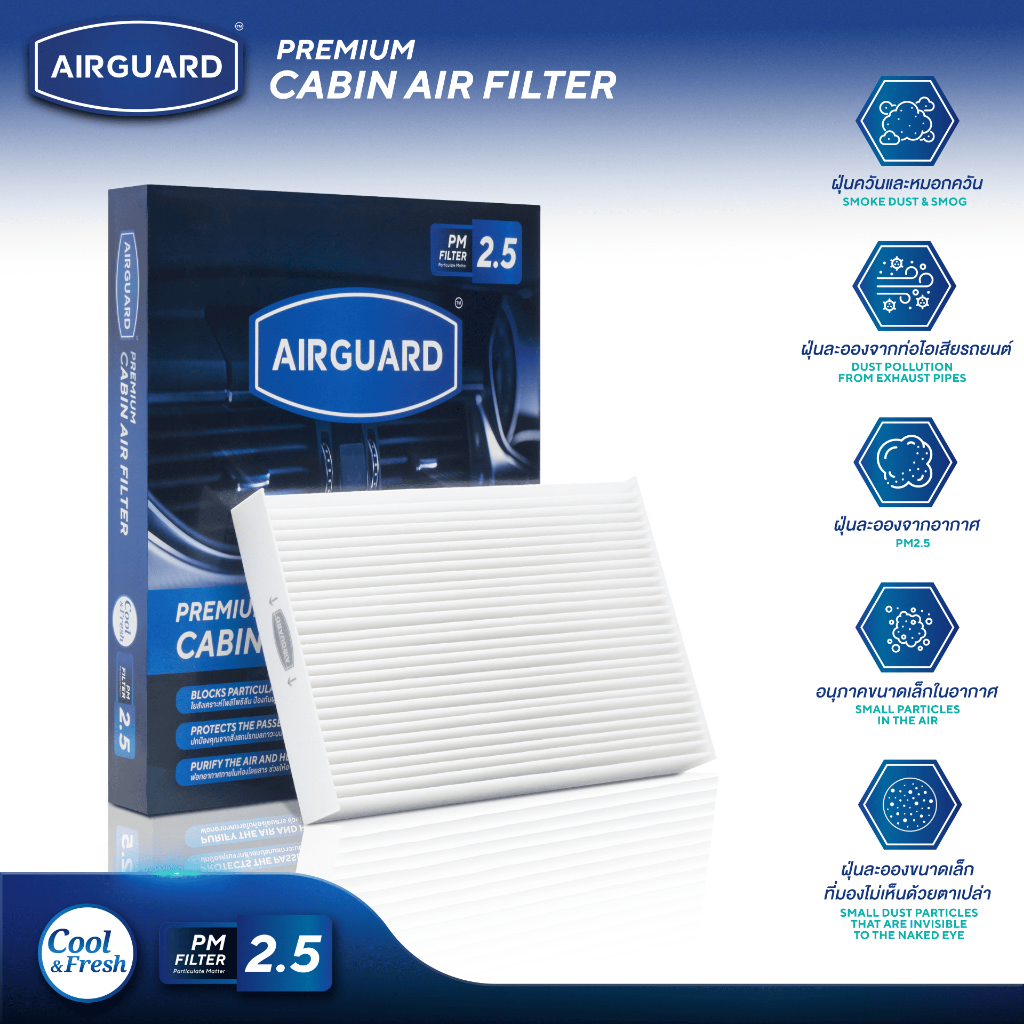 NISSAN SYLPHY, PULSAR กรองแอร์รถยนต์ AIRGUARD [PM2.5] ราคา 199 บาท*ส่งฟรี