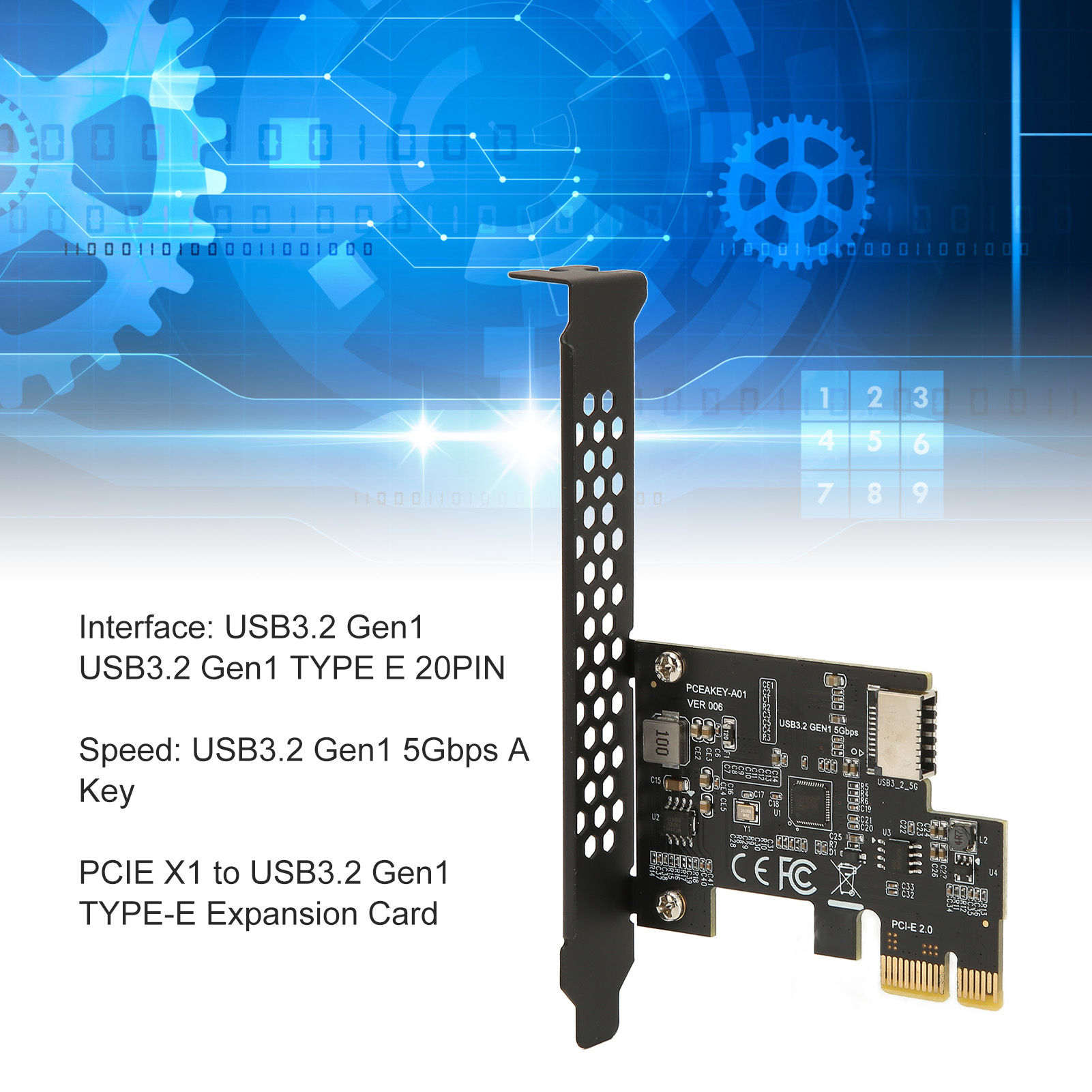 Garosa Thẻ mở rộng PCIe sang USB 3.2 Gen1 Tốc độ cao 5Gbps Giao diện 20PIN Loại E Tương thích với Linux macOS cho Máy tính để bàn Giá 311,000 Đồng*Miễn phí vận chuyển