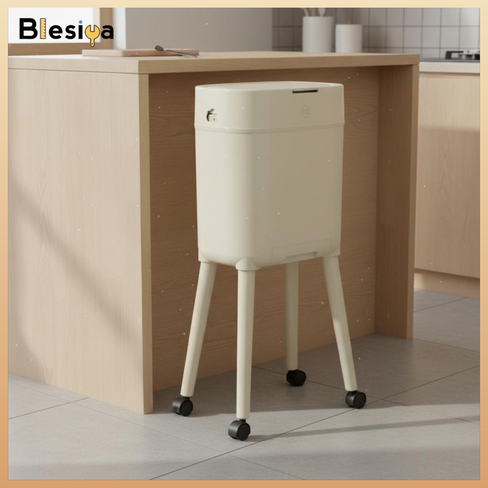Blesiya Large Capacity Tall Trash Can with Legs Easy to Clean Rolling Waste Bin with Lid Wide Opening Mobile Garbage Bin Long-Lasting for Women ราคา 2,554 บาท*ส่งฟรี