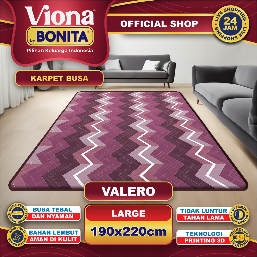 [190x220] Karpet Busa Malaysia Minimalis 16mm – Anti Selip | Viona Bonita