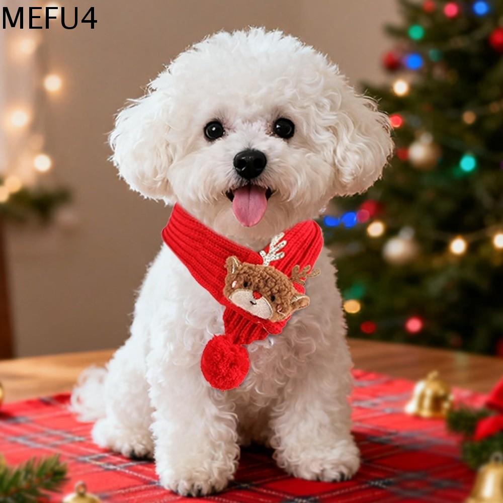 MEFU4 Đỏ Xanh Khăn Giáng Sinh cho Thú Cưng Ấm áp Đồ nhồi bông Khăn quàng cổ cho mèo và chó Đồ dùng lễ hội Người tuyết nai sừng tấm Khăn ấm cho thú cưng Lễ hội Giáng sinh