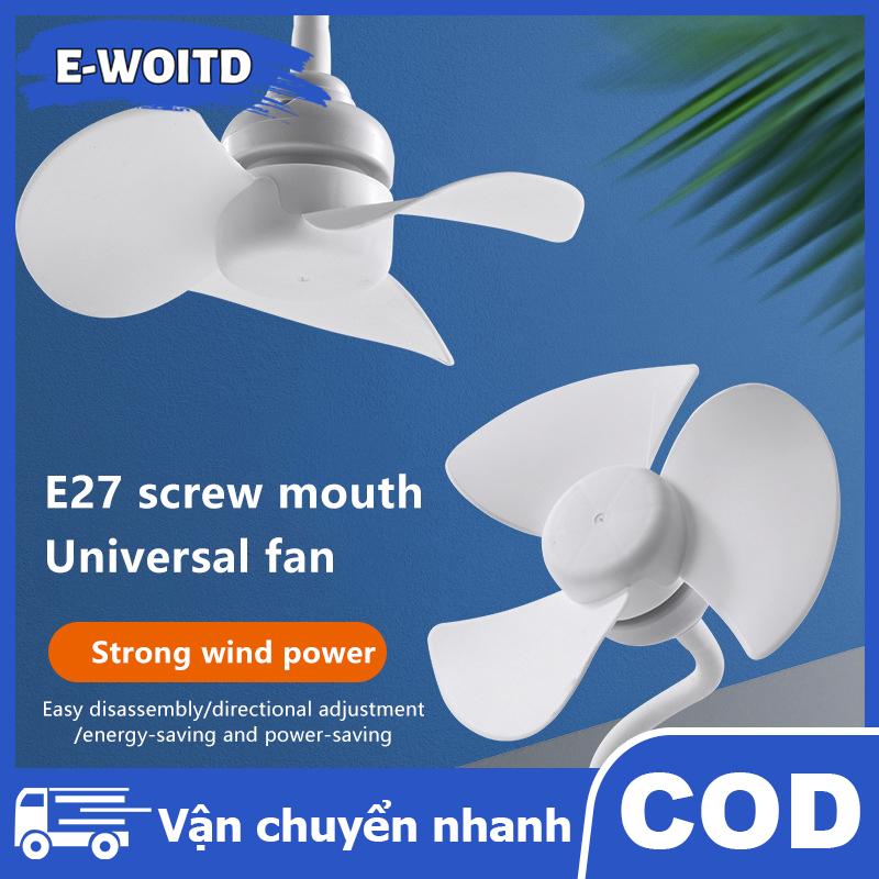 E-WOITD 5W nhỏ Quạt làm mát E27 vít nhà Quạt trần Máy tính để bàn Quạt điện cho nhà bếp phòng ngủ ký túc xá phòng khách nghiên cứu bảng người hâm mộ