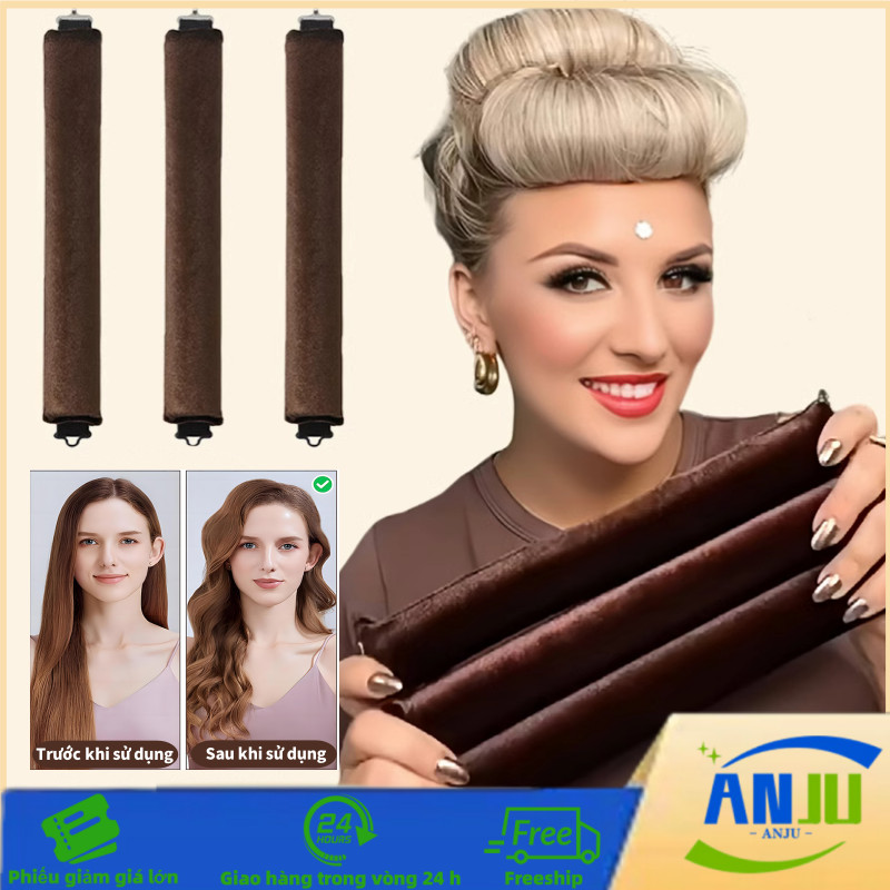  Combo 3 Thanh Uốn Tóc Không Nhiệt Tạo Kiểu Tóc Xoăn Dễ Dàng Khi Ngủ Chất Liệu Xốp Mềm Mại 