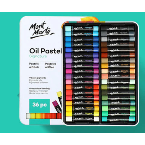 Màu Sáp Dầu Mềm Oil Pastels Mont Marte 36/48 Màu Hộp Thiếc - Vẽ tranh nổi