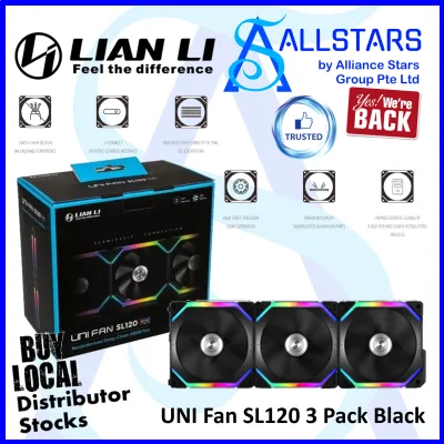 (ALLSTARS : We Are Back / DIY Promo) *3pcs pack* Lian Li UNI Fan SL120 ARGB / Lian Li UNI FAN / Lian Li UNIFAN (Choice of Black or White) (Warranty 2years with Corbell)