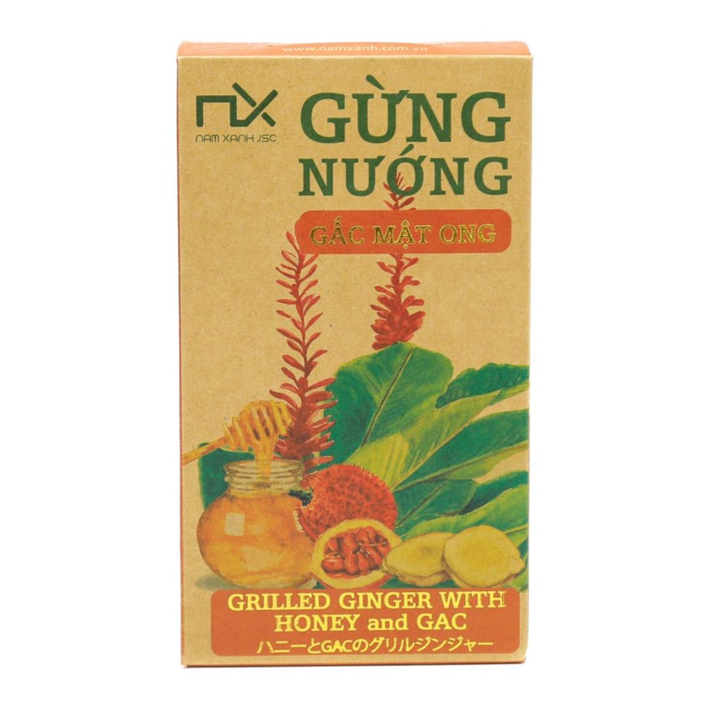 Gừng nướng gấc mật ong, grilled ginger with honey & gac - nam xanh