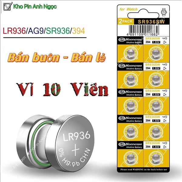 Pin ag9 / lr936 / sr936sw / 394a / 394 / l936f - vỉ 10 viên