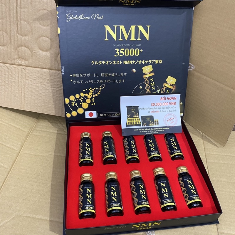 nước uống đẹp da mờ nám NMN 35000+ Hộp 10 chai có chứa Collagen nano cá tuyết + Vitamin C + Glutathi