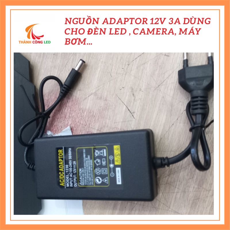 Nguồn adapter 12V - 3A sử dụng cho đèn led các loại, camera, máy bơm...