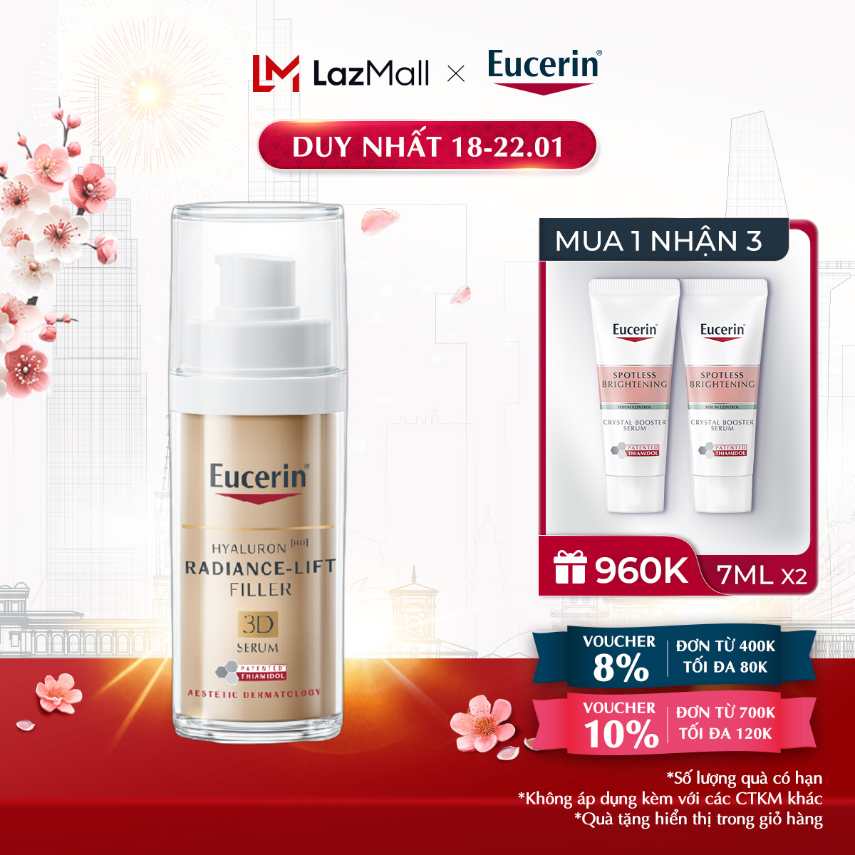 Tinh chất ngăn ngừa lão hóa Eucerin Hyaluron [HD] Radiance-Lift Filler 3D Serum 30ml