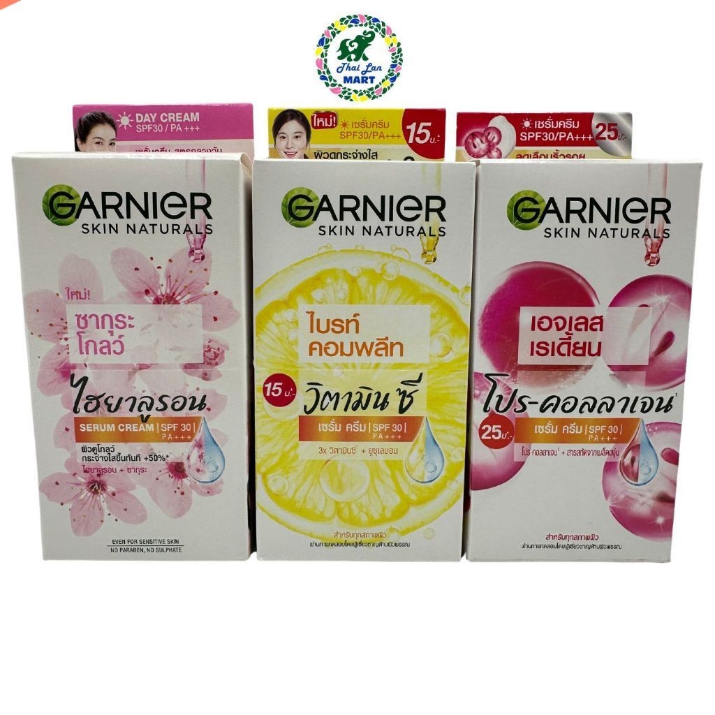 6 tuýp dưỡng trắng da mặt garnier skin naturals màu hồng vàng đỏ hàng nội địa thái lan