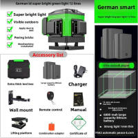 Laser Waterpass Level 16 Baris 360 Derajat Self Level 3 Detik 4 Dalam 1 Akurasi 1mm IP54 Portable
