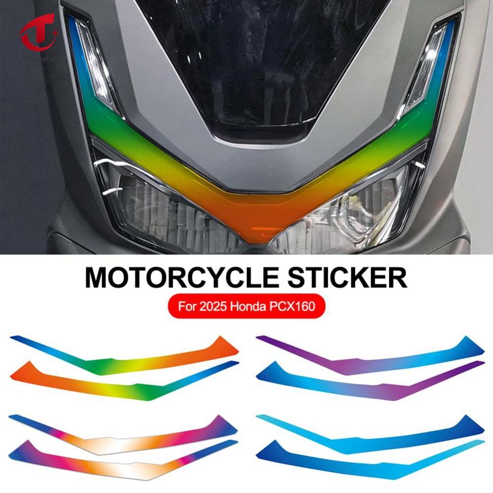 Teabelle cặp đèn pha xe máy bọc vinyl màng bảo vệ với trang trí sọc Đèn pha Tint bảo vệ lớp cho 2025 Honda pcx160