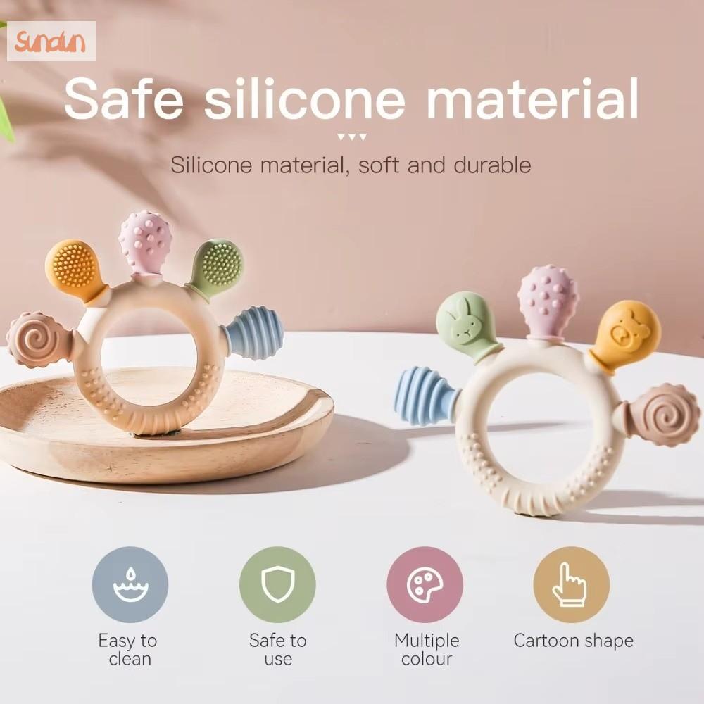 SUNDUN Mềm mại Đồ chơi nhai cho bé Cấp thực phẩm Chống cắn Nhẫn nhai cho trẻ Nhai răng hàm Hình dạng bàn tay Đồ chơi nhai silicone Trẻ mới biết đi đang mọc răng