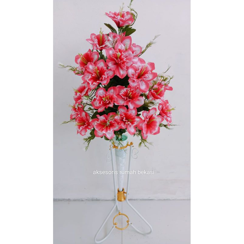 BUNGA SUDUT GLORIA / MORNING GLORY 18 KUNTUM DENGAN POT STANDING BESI