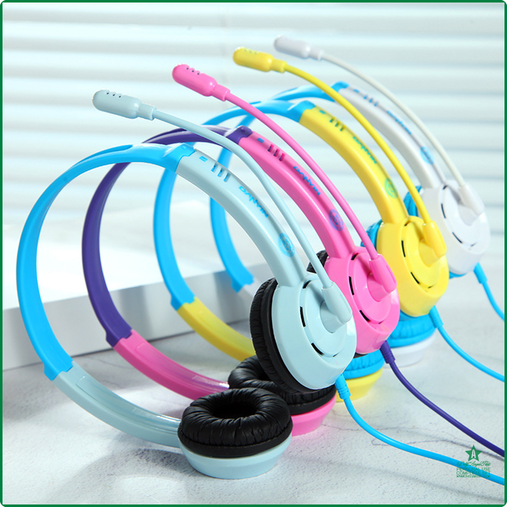 [op055] Cute Children Gaming Headset 3.5mm Wired Stereo Headphone Kids Laptop Computer PC Earphone with Microphone for Online Class