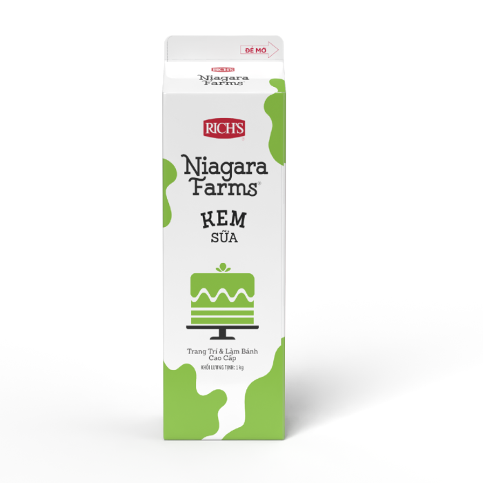 Kem topping niagara farms ít ngọt Rich xanh lá 1kg