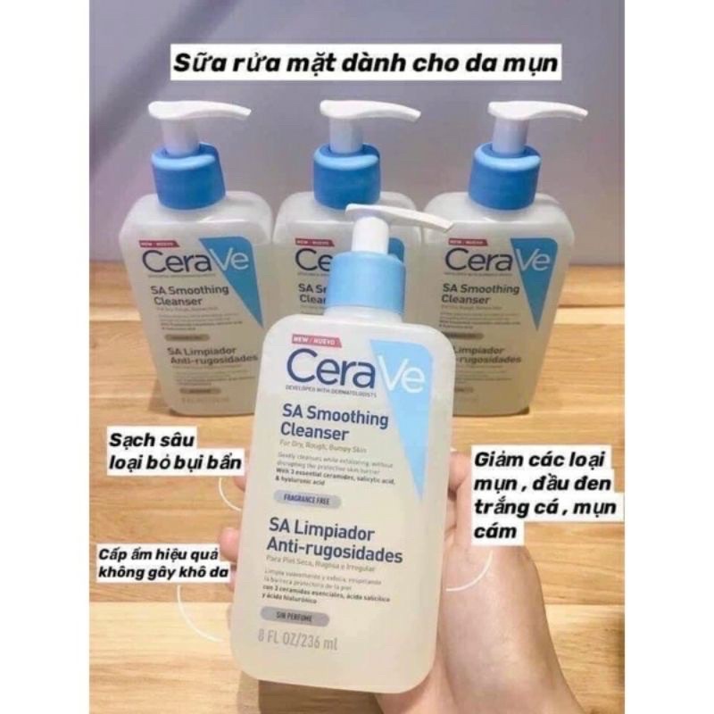 Sữa rửa mặt cerave renewing sa cleanser dịu nhẹ 237ml / 473ml