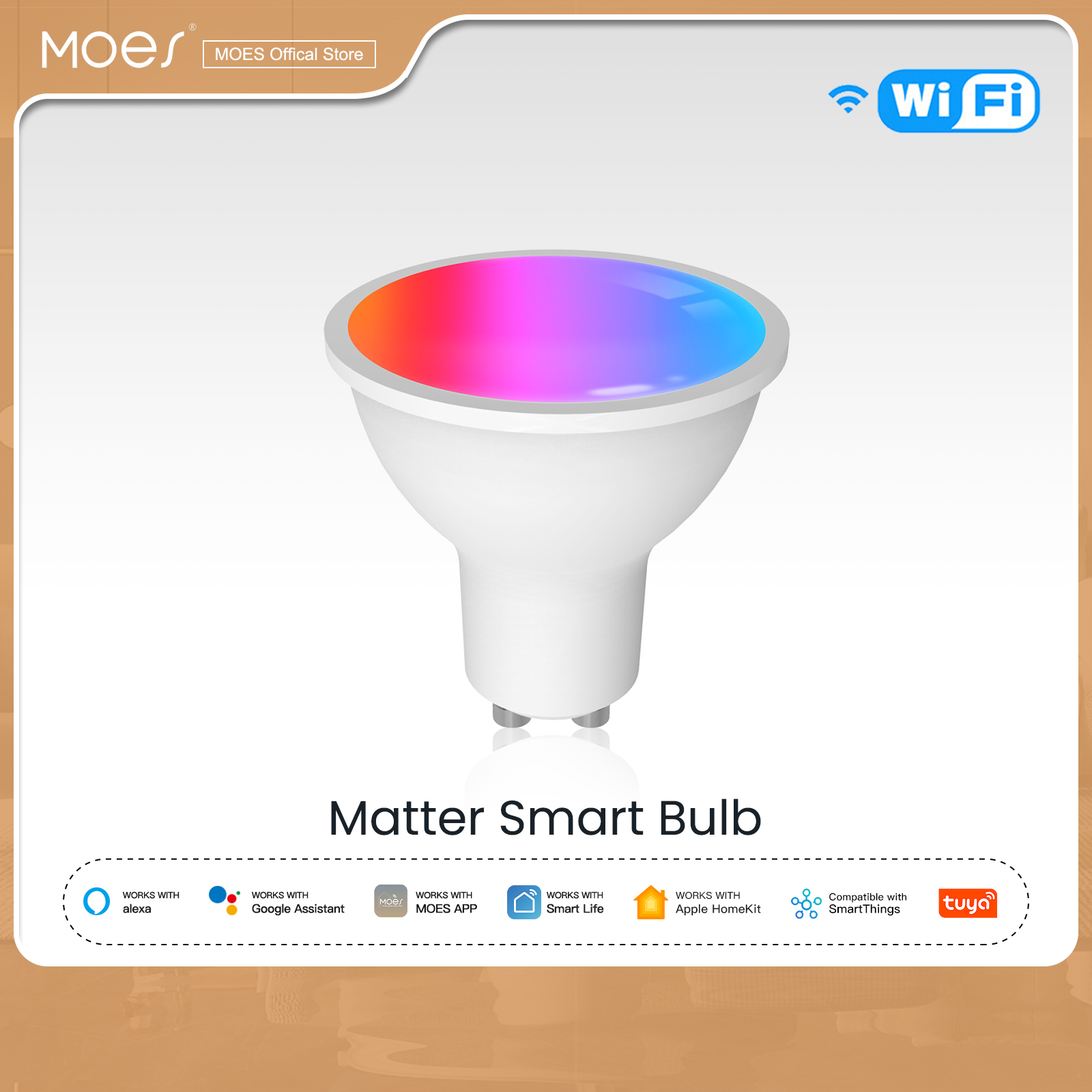 MOES Tuya Matter WiFi GU10 Smart Bulb Dimmable Led Light 16 Million RGB C+W Colors Candle Lamp Voice Control Alexa Google Home