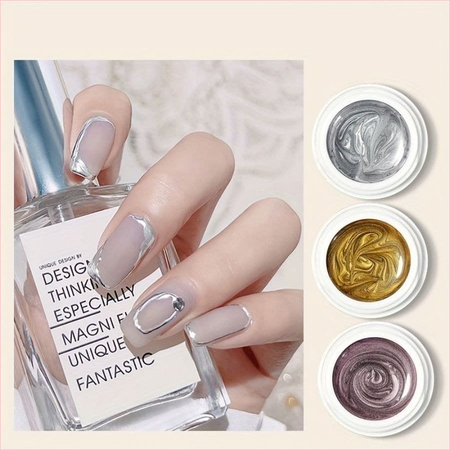 Nail Art High-density Wire Glue Hook Edge Painting Flower Painted Platinum Glue Mirror Metal Glue Gold And Silver Black And White Flash KK