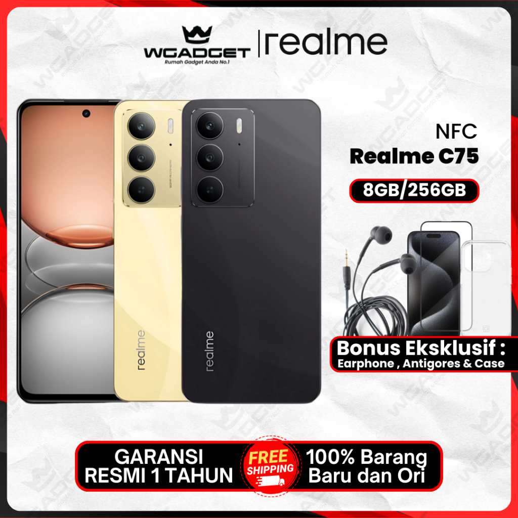 Realme C75 NFC [8/256 GB] [8/128 GB] Garansi Resmi Harga  2,199,000 Ringgit*Penghantaran Percuma
