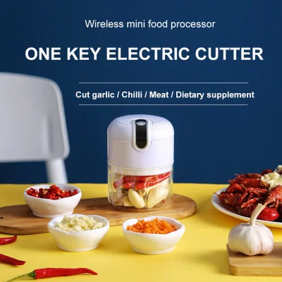 【Wisdhome】 250Ml Mini USB Wireless Electric Garlic Masher, Press Mincer/ Vegetable Chili Meat Grinder/Food Chopper, Kitchen Tools