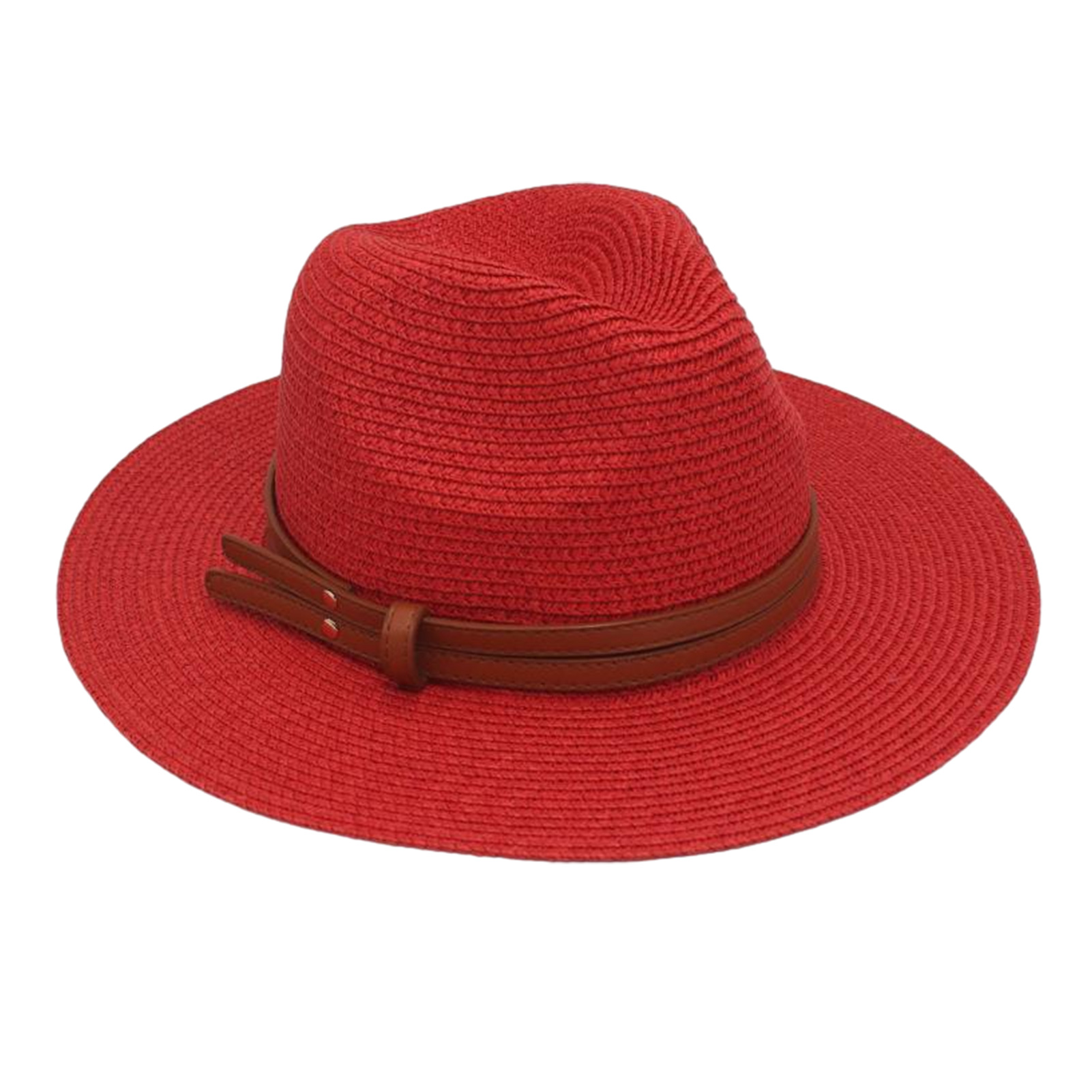 Women Straw Sun Hat Breathable Straw Hat Women’s Wide Brim Straw Hat with Faux Leather Belt – Adjustable Foldable Summer Beach Hat for Uv Protection Jazz Style Perfect for Asia Outdoors