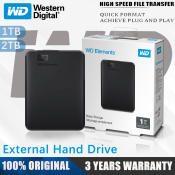 WD Elements Portable External Hard Drive, 1TB or 2TB
