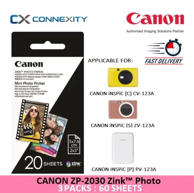 [20 Sheets x 3 Packets] Canon ZP-2030 Zink™ Photo Paper l 2x3 l Zink™ Photo Paper l ZP-2030 l Zink Paper l Zink Photo paper l Canon Zink Paper l Canon Zink Photo Paper l For iNSPiC [C] l iNSPiC [P] l iNSPiC [S] l Canon Zink
