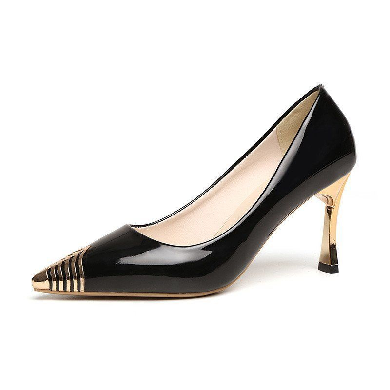 4Giày cao gót nữ phong cách Trung Quốc Stiletto Giày da giày nữ giày làm việc
