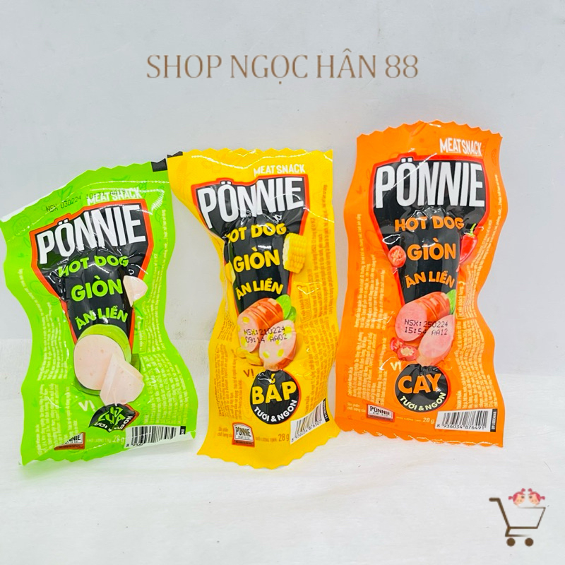 (Giá tốt) Xúc xích Hot dog Ponnie giòn ăn liền đủ 3 vị 28gr new