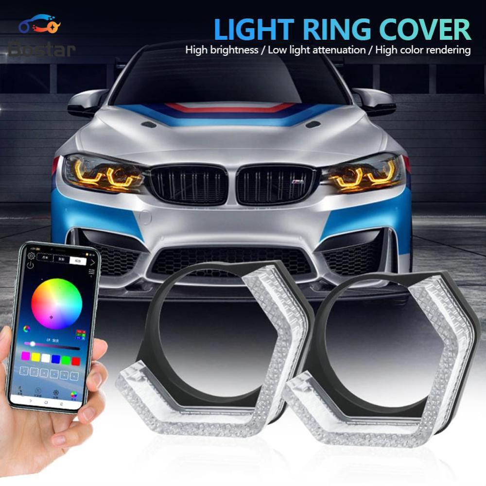 Bostar cặp 2.5/3 inch 5D điều khiển ứng dụng bluetooth đèn pha trang trí Bìa thiên thần Mặt nạ mắt cho BMW ống kính đầy màu sắc ánh sáng hướng dẫn DRL phụ kiện