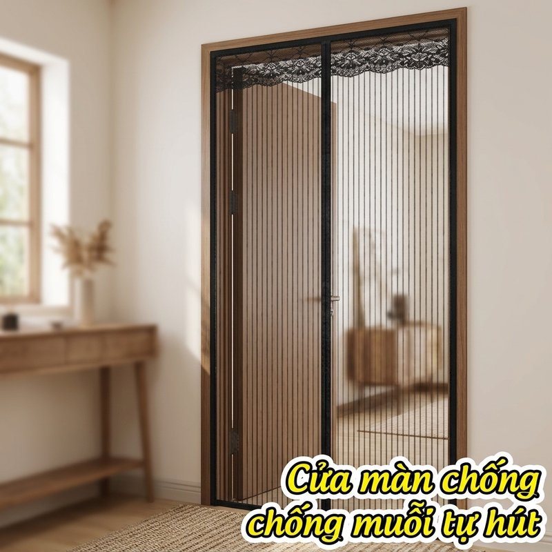 Rèm cửa từ tính chống muỗi chống côn trùng tự đóng kín yên tĩnh lắp đặt nhanh lưới polyester cửa ra vào cửa phòng kích thước tùy chọn