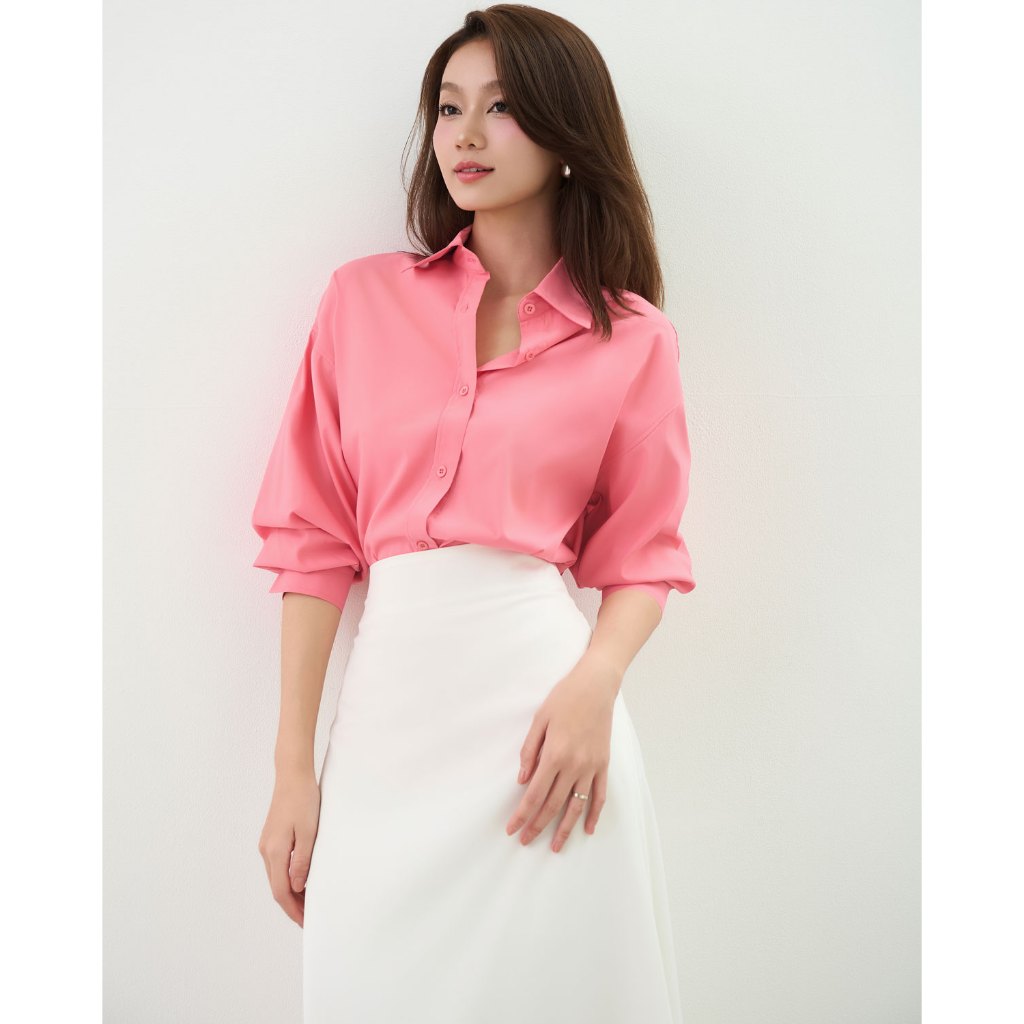 Áo sơ mi nữ GILLEE dáng oversized sơ mi form rộng vải kate lụa FAS348