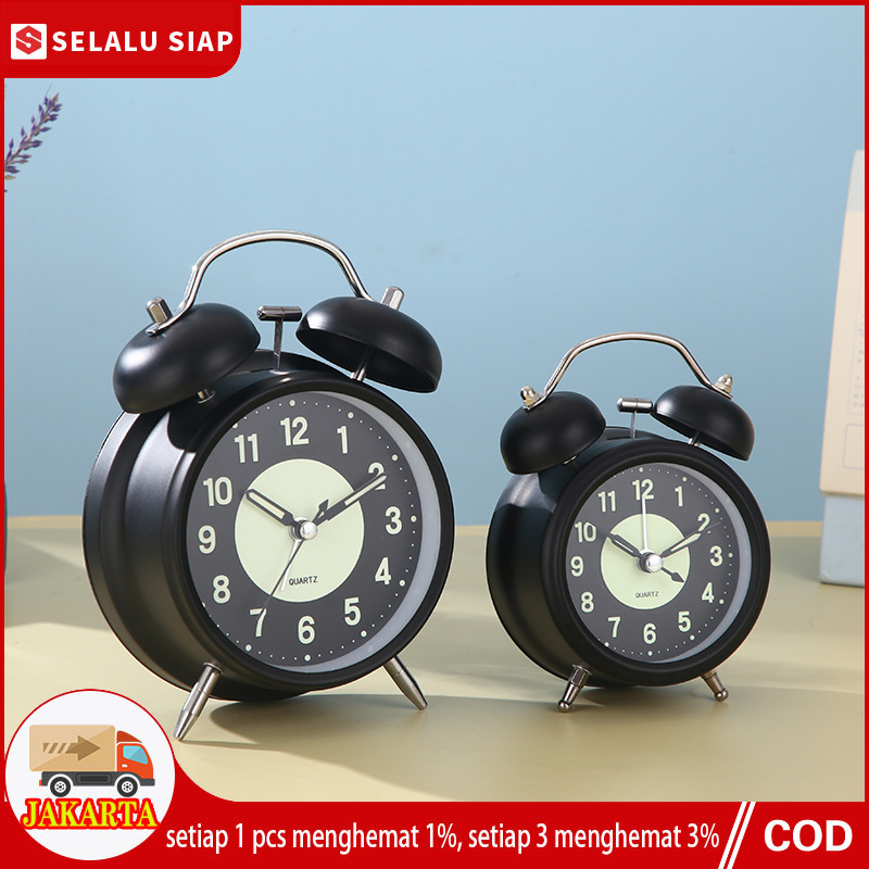 Unik Jam Beker Alarm Meja Glow In The Dark Tetap Nyala Di Tempat Gelap/Weker Meja