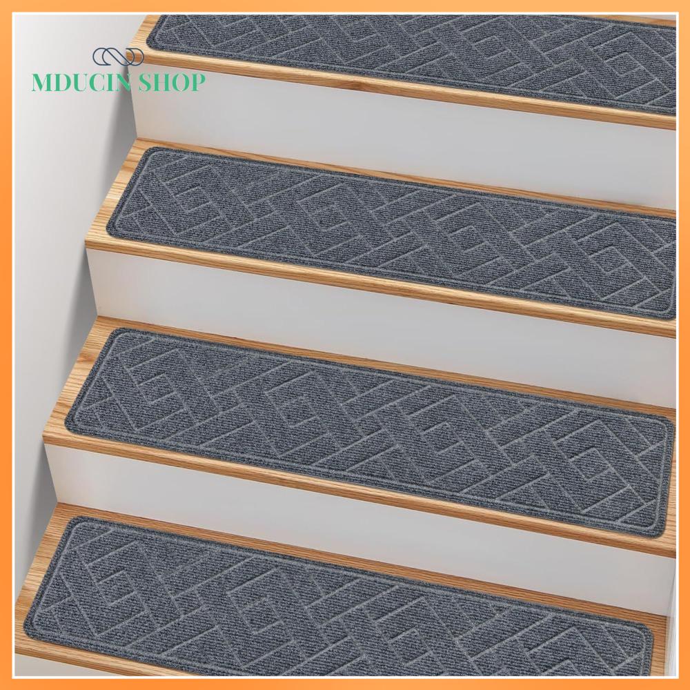 MDUCIN SHOP 1pc Không trượt Bậc thang 8x30 inch Tự dính Thảm cầu thang Bền bỉ Có thể tái sử dụng Thảm dùng trong nhà
