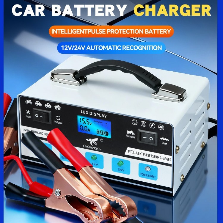 Sạc bình ắc quy ô tô xe máy 12V/24V Sạc bình ắc quy ô tô xe máy tự ngắt khi đầy chức năng bảo dưỡng phục