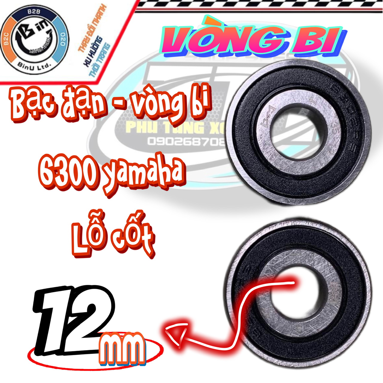 [HCM]VÒNG BI LCM BÁNH TRƯỚC 6300 LỖ 12 LY ( 1 CẶP )