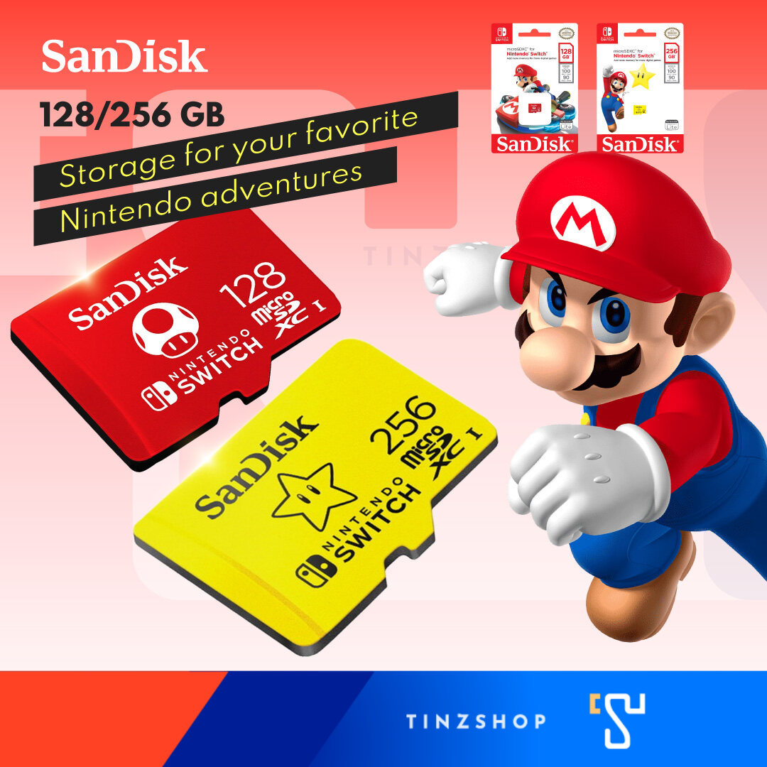 SanDisk Micro SDXC for Nintendo Switch Add more Memory for More Ditital Games Speed Upto 100MB/s Read , 90MB/s Write / Nintendo Switch Game Memory ราคา 1,189 บาท*ส่งฟรี
