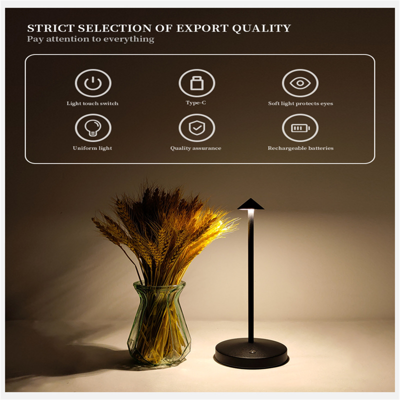 Led Table Lamp Rechargeable Cordless Touch Sensor Romantic Desk Lamp Night Light For Bedroom Restaurant