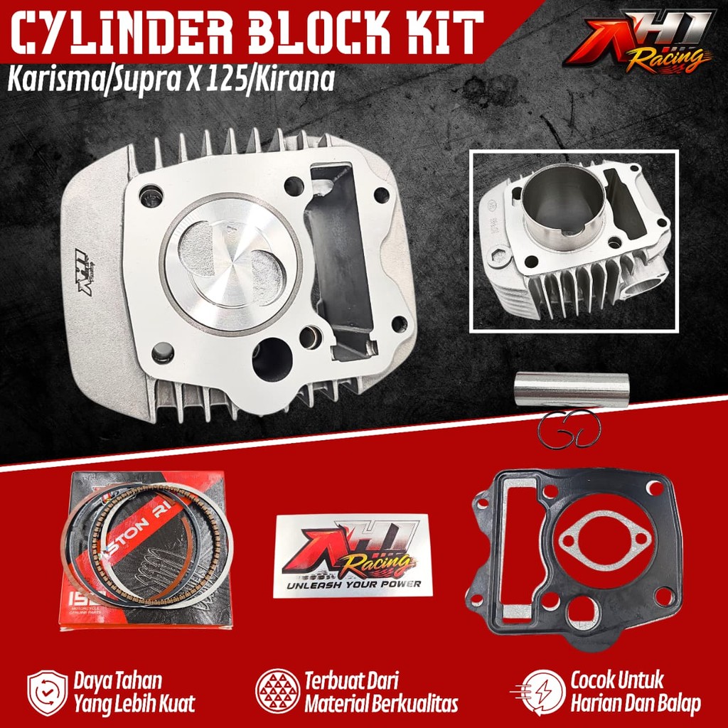 Block Boring Blok Seher Bore up Karisma Supra X 125 Kirana Kharisma 56 57 59 mm Ah1 Racing Casting Harga 136,000 rupiah*Gratis Ongkir