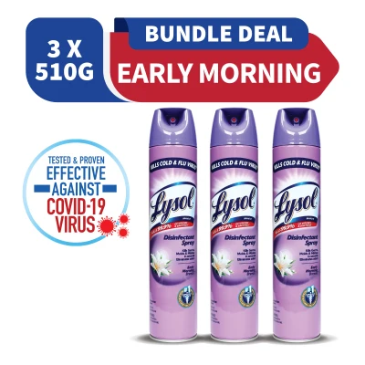 3x LYSOL Disinfectant Spray With Early Morning Breeze Scent 510GM
