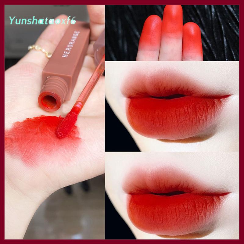 yunshataoxf Herorange nhung Matte Lip Gloss men không thấm nước lâu dài lỏng Son môi Tint Mượt kết cấu sắc tố mỹ phẩm - 6