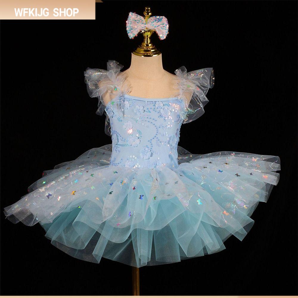 WFKIJG Hoa Váy ballet cho trẻ em Hiện đại Đầm sequin Váy tutu ballet Thời trang Váy tiệc Trang phục khiêu vũ Bé gái