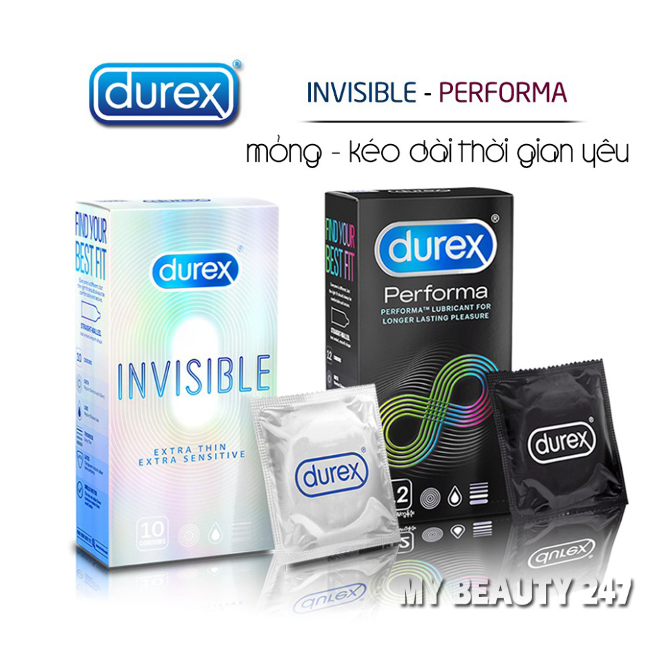 Bao Cao Su Durex Performa và Durex Invisible Siêu Mỏng được nhiều Quý ông yêu thích.
