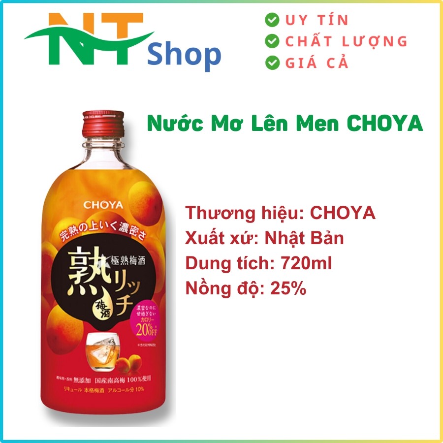 Nước Mơ Lên Men Choya Nhật Bản Chai Đỏ - Thức Uống Giải Khát Hoàn Hảo 720ml 10%
