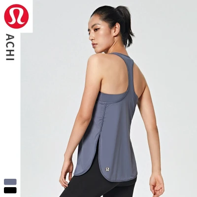 Lululemons Yoga Women Loose Quick-drying T-shirt Sports Running Fitness Sleeveless Belt Chest Pad Sexy Top