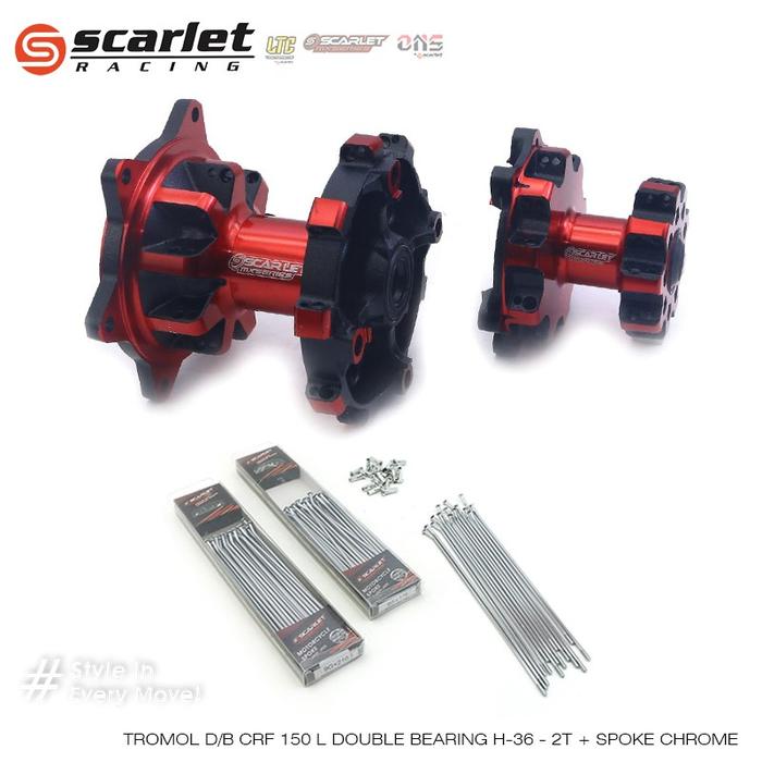 SCARLET RACING - TROMOL SET MOTORCYCLE CRF 2TONE + SPOKE - HARANA SHOP Harga 1,252,000 rupiah*Gratis Ongkir